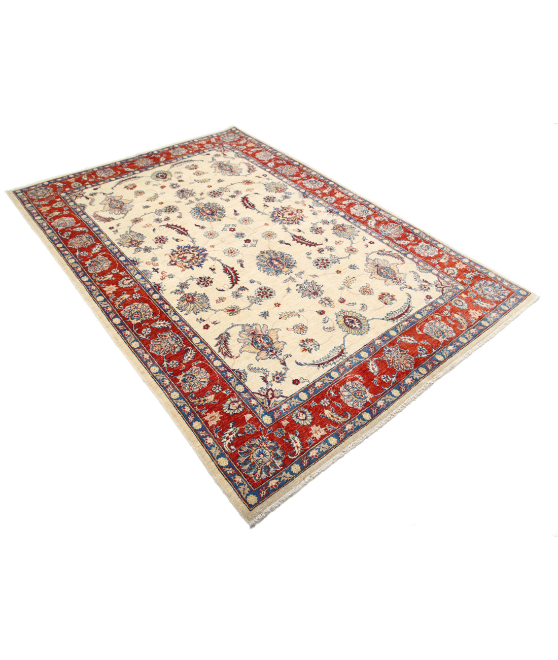 Ziegler 5'5'' X 7'9'' Hand-Knotted Wool Rug 5'5'' x 7'9'' (163 X 233) / Ivory / Red