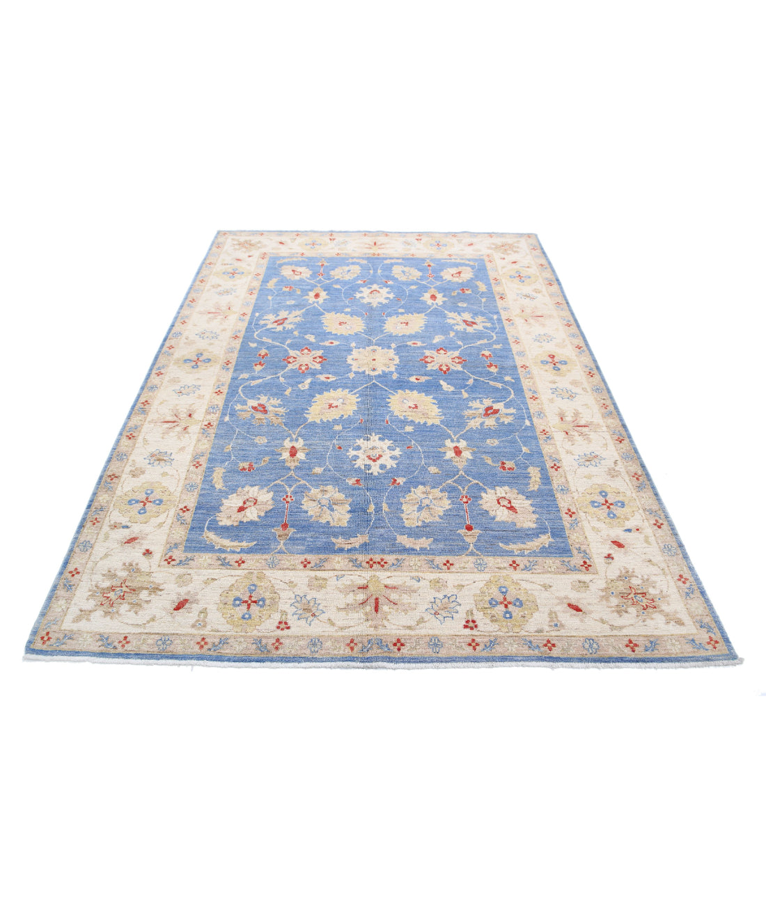 Ziegler 5'7'' X 7'11'' Hand-Knotted Wool Rug 5'7'' x 7'11'' (168 X 238) / Blue / Ivory