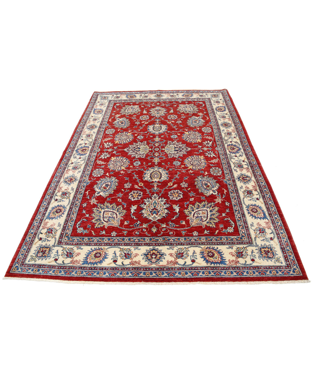 Ziegler 5'6'' X 7'9'' Hand-Knotted Wool Rug 5'6'' x 7'9'' (165 X 233) / Red / Ivory