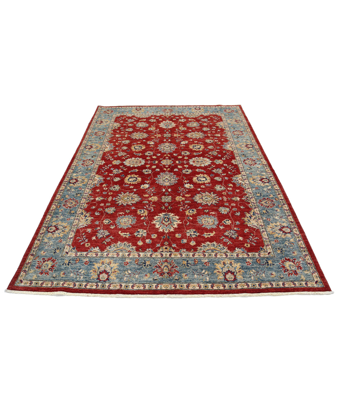 Ziegler 5'9'' X 7'9'' Hand-Knotted Wool Rug 5'9'' x 7'9'' (173 X 233) / Red / Teal