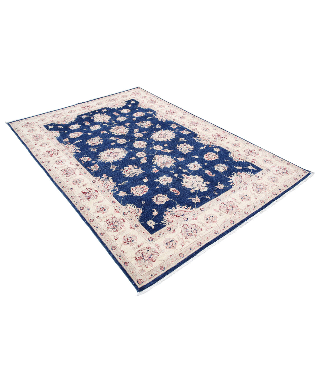 Ziegler 5'5'' X 7'9'' Hand-Knotted Wool Rug 5'5'' x 7'9'' (163 X 233) / Blue / Ivory