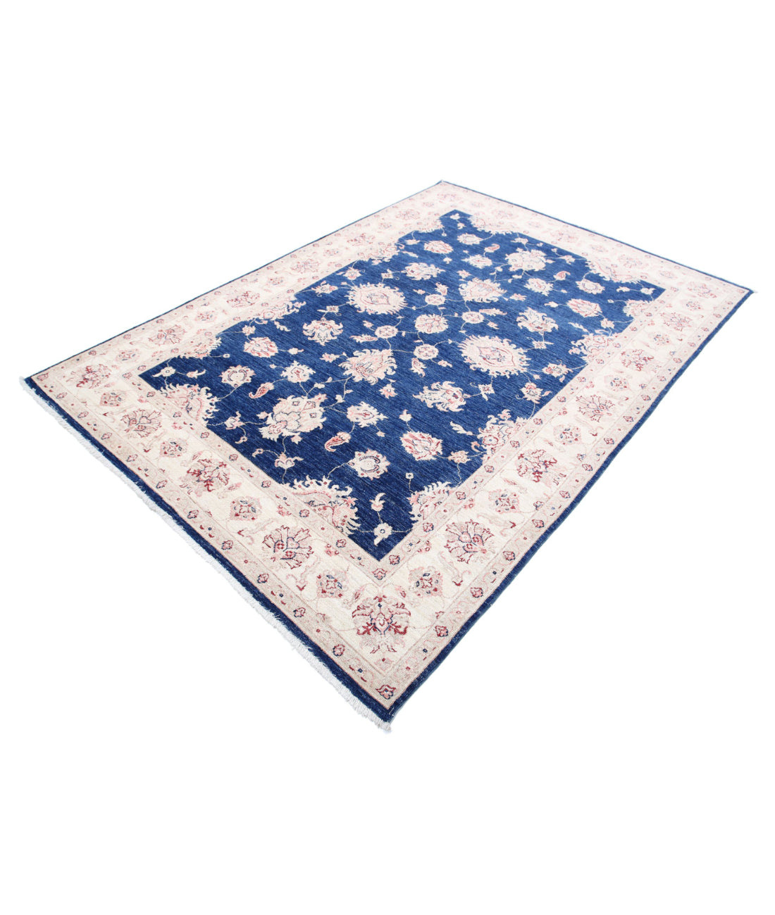 Ziegler 5'5'' X 7'9'' Hand-Knotted Wool Rug 5'5'' x 7'9'' (163 X 233) / Blue / Ivory