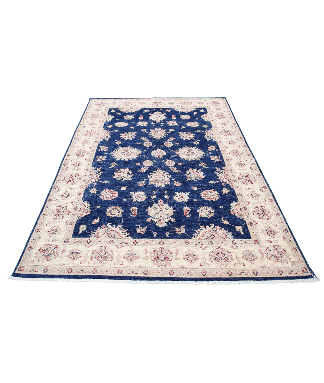 Ziegler 5'5'' X 7'9'' Hand-Knotted Wool Rug 5'5'' x 7'9'' (163 X 233) / Blue / Ivory