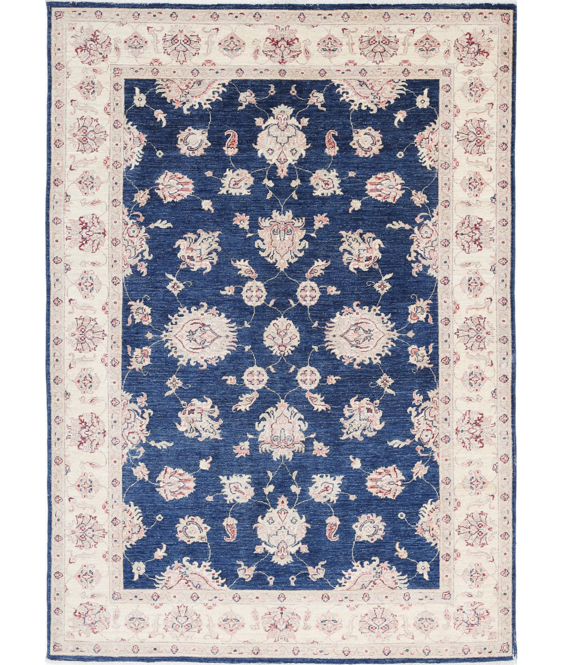 Ziegler 5'5'' X 7'9'' Hand-Knotted Wool Rug 5'5'' x 7'9'' (163 X 233) / Blue / Ivory