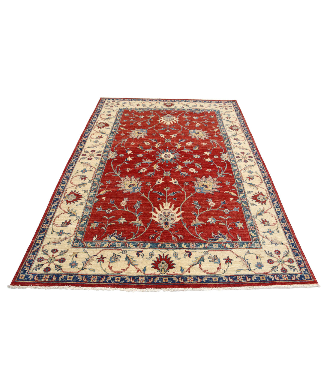 Ziegler 5'6'' X 7'10'' Hand-Knotted Wool Rug 5'6'' x 7'10'' (165 X 235) / Red / Ivory