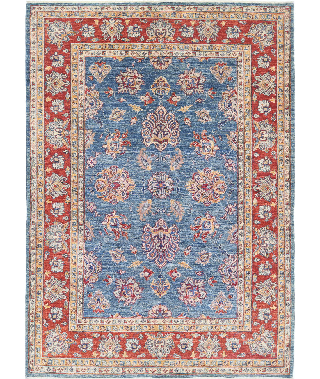 Ziegler 5'6'' X 7'11'' Hand-Knotted Wool Rug 5'6'' x 7'11'' (165 X 238) / Blue / Red