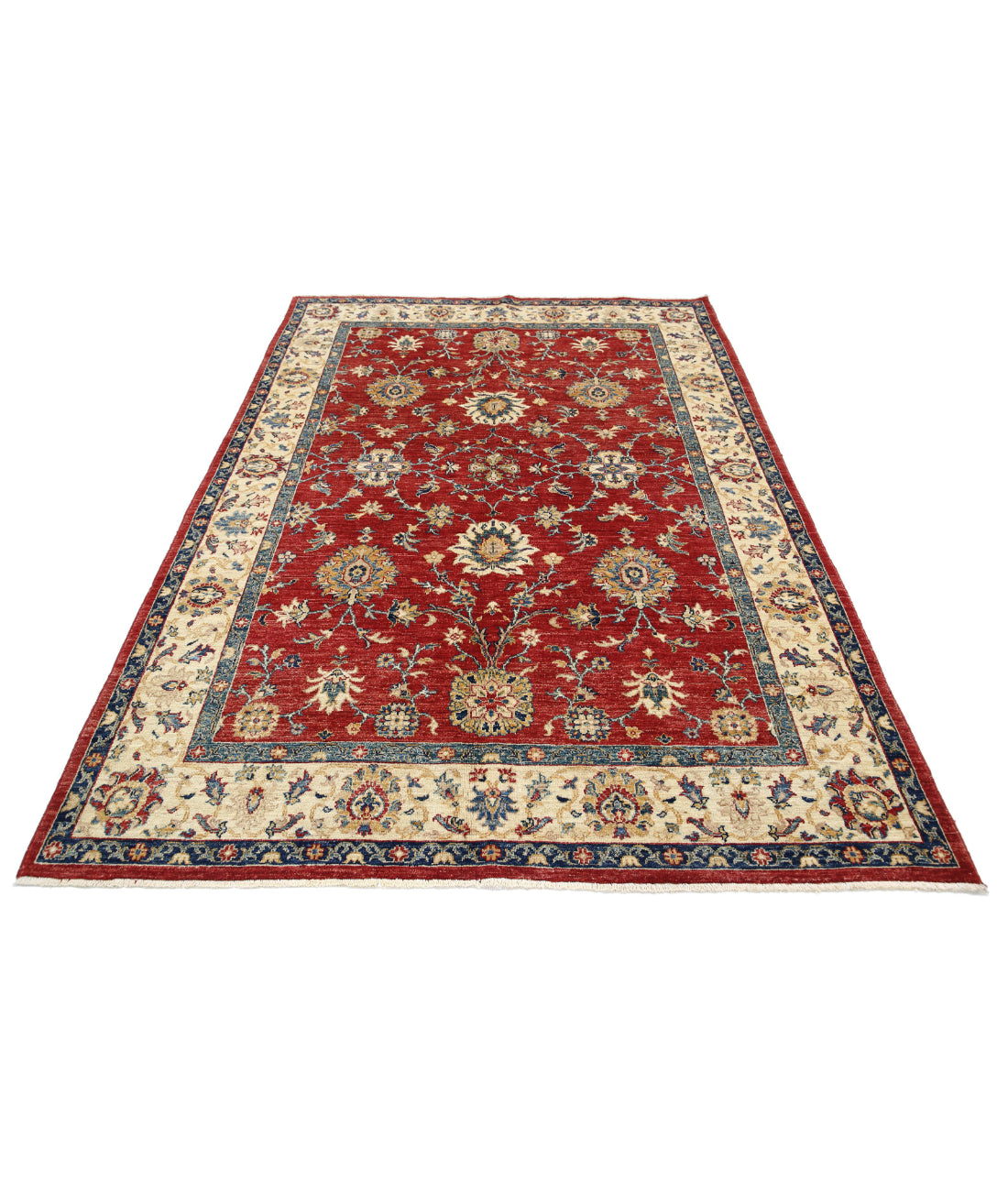 Ziegler 5'7'' X 8'1'' Hand-Knotted Wool Rug 5'7'' x 8'1'' (168 X 243) / Red / Ivory