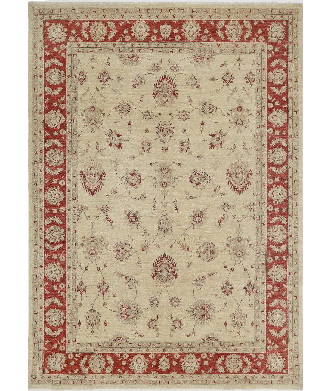 Ziegler 8'1'' X 11'4'' Hand-Knotted Wool Rug 8'1'' x 11'4'' (243 X 340) / Ivory / Red