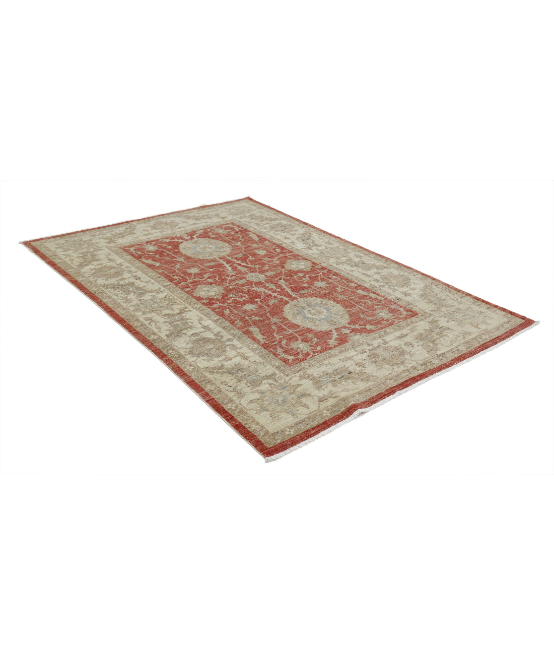 Ziegler 5'6'' X 7'9'' Hand-Knotted Wool Rug 5'6'' x 7'9'' (165 X 233) / Red / Ivory