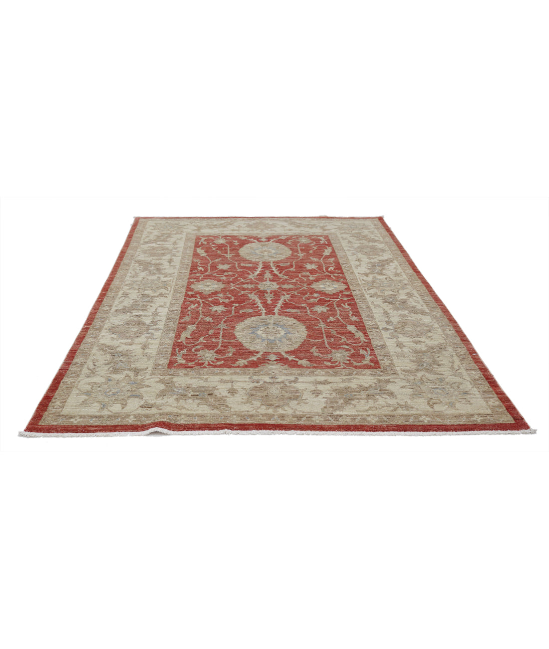 Ziegler 5'6'' X 7'9'' Hand-Knotted Wool Rug 5'6'' x 7'9'' (165 X 233) / Red / Ivory