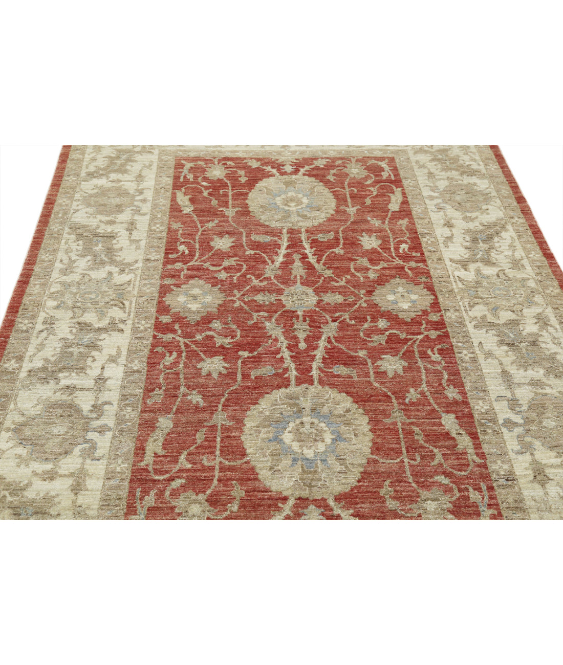 Ziegler 5'6'' X 7'9'' Hand-Knotted Wool Rug 5'6'' x 7'9'' (165 X 233) / Red / Ivory