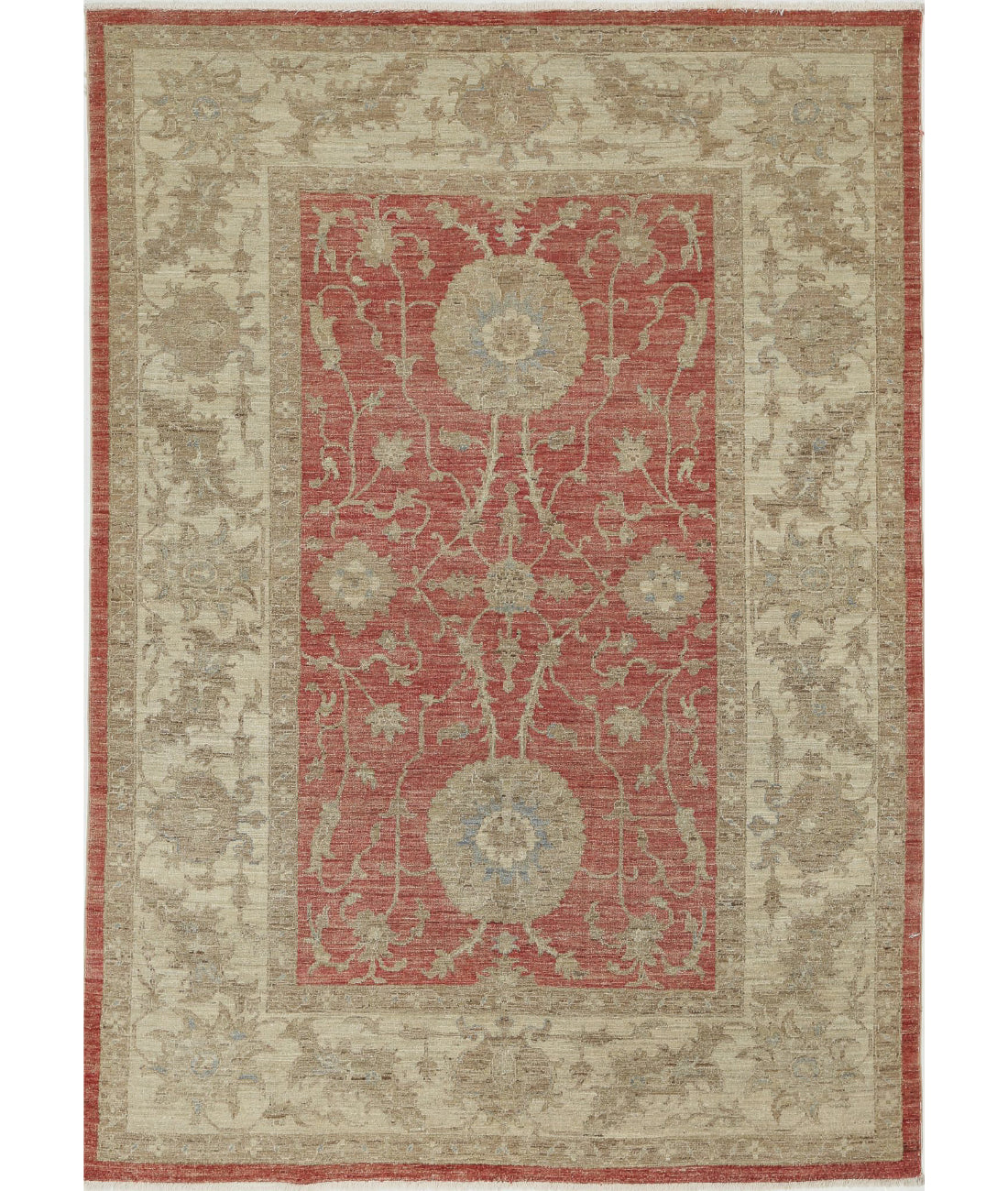 Ziegler 5'6'' X 7'9'' Hand-Knotted Wool Rug 5'6'' x 7'9'' (165 X 233) / Red / Ivory