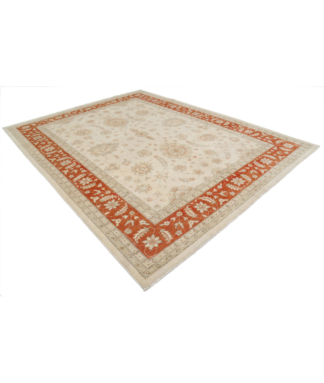 Ziegler 9'0'' X 11'6'' Hand-Knotted Wool Rug 9'0'' x 11'6'' (270 X 345) / Ivory / Red