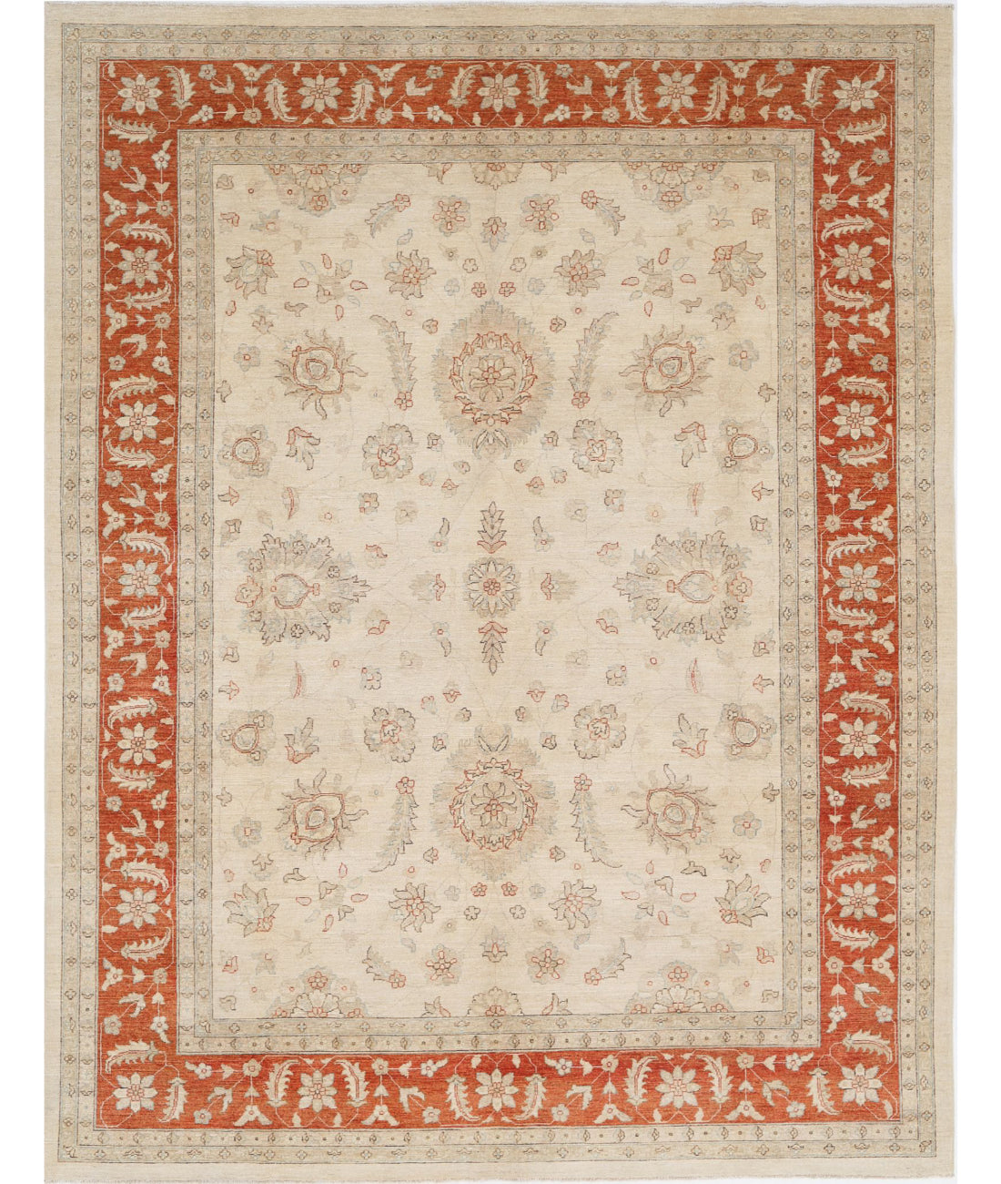 Ziegler 9'0'' X 11'6'' Hand-Knotted Wool Rug 9'0'' x 11'6'' (270 X 345) / Ivory / Red