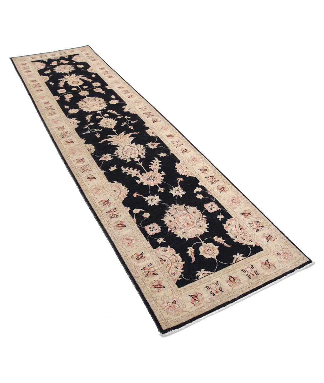 Ziegler 2'7'' X 9'7'' Hand-Knotted Wool Rug 2'7'' x 9'7'' (78 X 288) / Black / Ivory