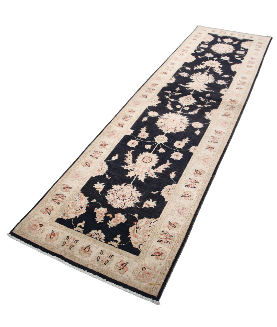 Ziegler 2'7'' X 9'7'' Hand-Knotted Wool Rug 2'7'' x 9'7'' (78 X 288) / Black / Ivory