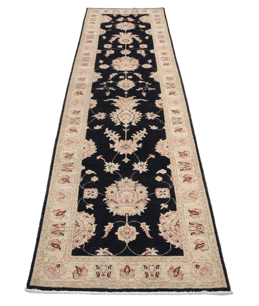 Ziegler 2'7'' X 9'7'' Hand-Knotted Wool Rug 2'7'' x 9'7'' (78 X 288) / Black / Ivory