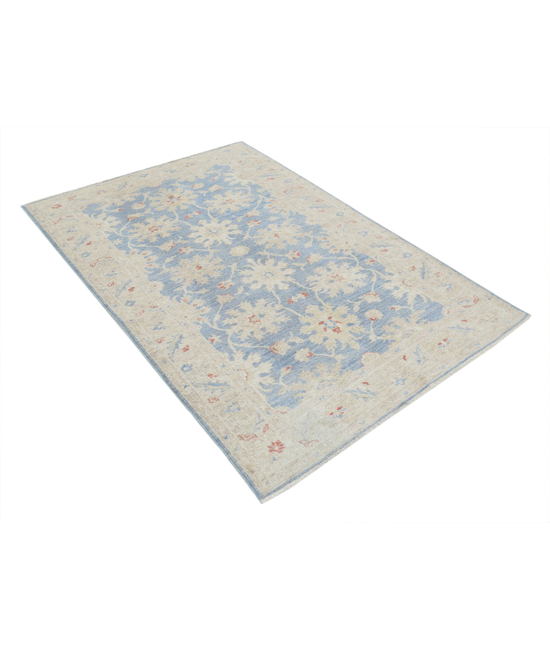 Ziegler 4'2'' X 6'4'' Hand-Knotted Wool Rug 4'2'' x 6'4'' (125 X 190) / Blue / Ivory