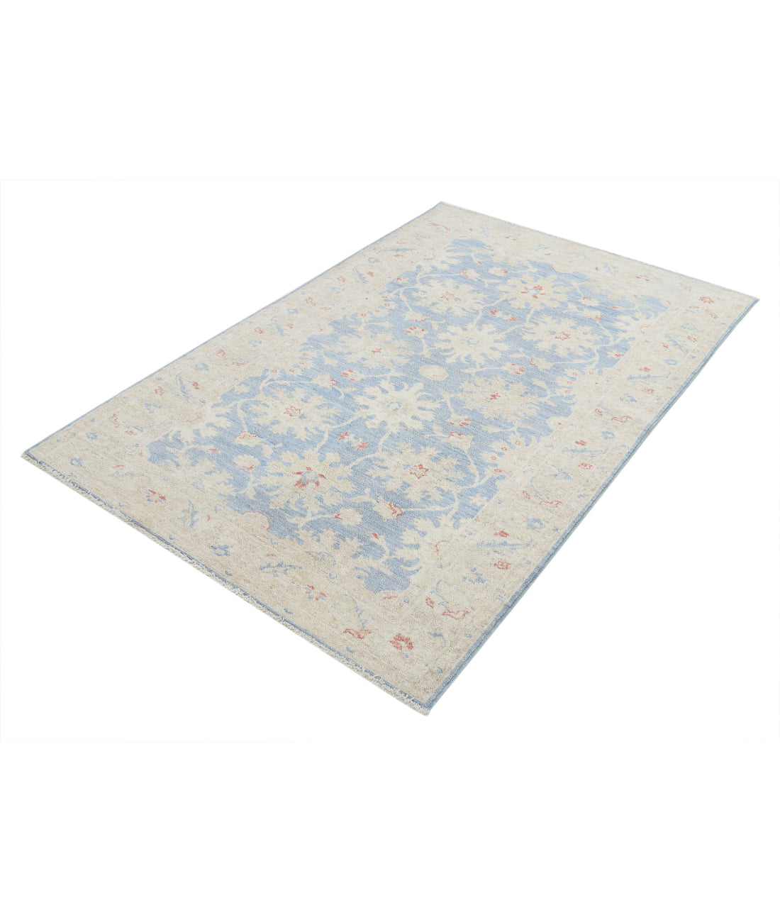 Ziegler 4'2'' X 6'4'' Hand-Knotted Wool Rug 4'2'' x 6'4'' (125 X 190) / Blue / Ivory