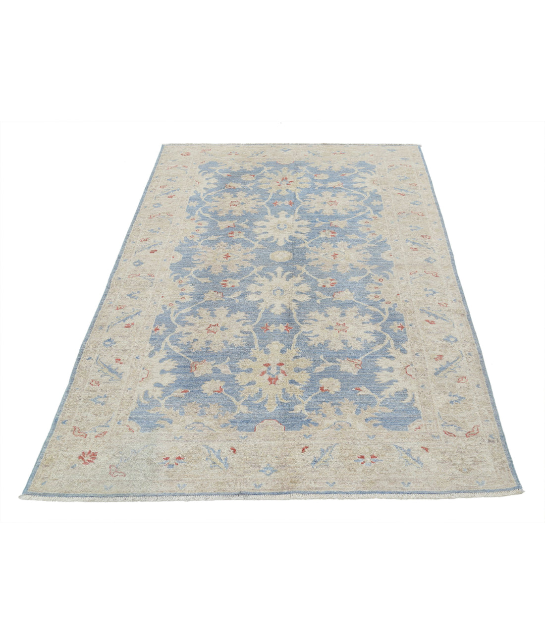 Ziegler 4'2'' X 6'4'' Hand-Knotted Wool Rug 4'2'' x 6'4'' (125 X 190) / Blue / Ivory