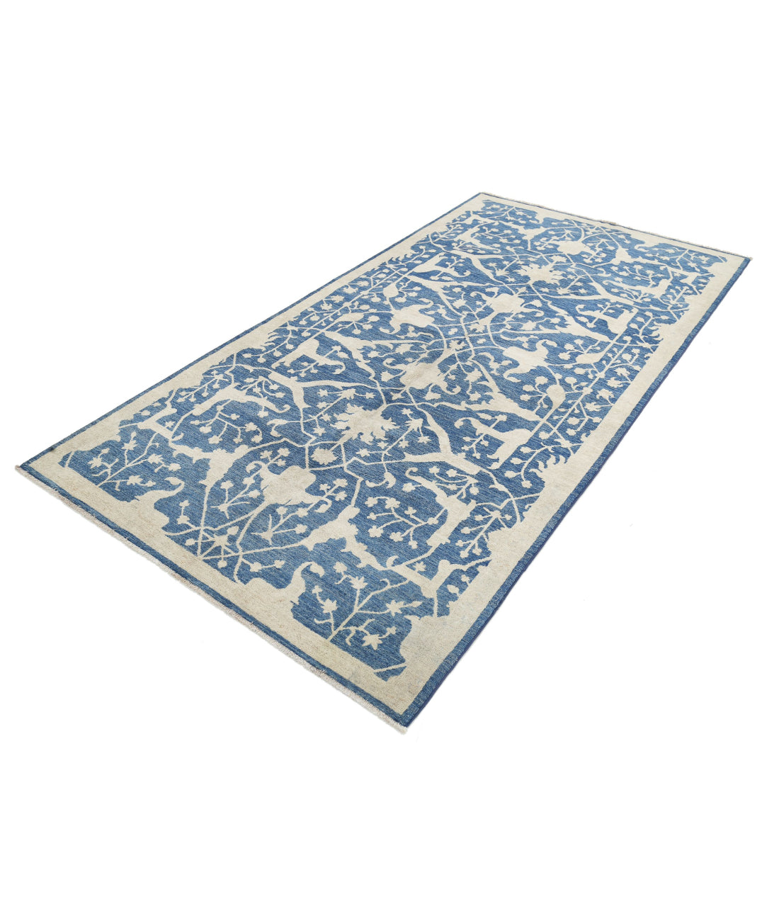 Ziegler 4'10'' X 9'0'' Hand-Knotted Wool Rug 4'10'' x 9'0'' (145 X 270) / Blue / Ivory