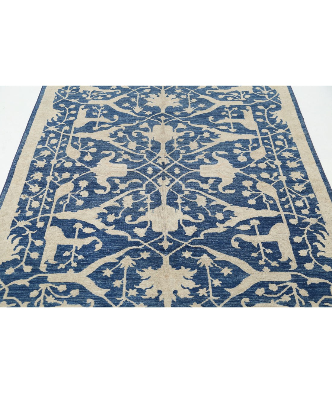 Ziegler 4'10'' X 9'0'' Hand-Knotted Wool Rug 4'10'' x 9'0'' (145 X 270) / Blue / Ivory