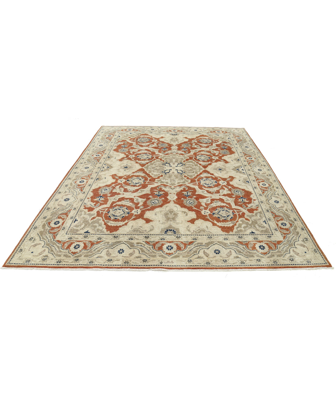 Ziegler 8'0'' X 10'0'' Hand-Knotted Wool Rug 8'0'' x 10'0'' (240 X 300) / Rust / Ivory