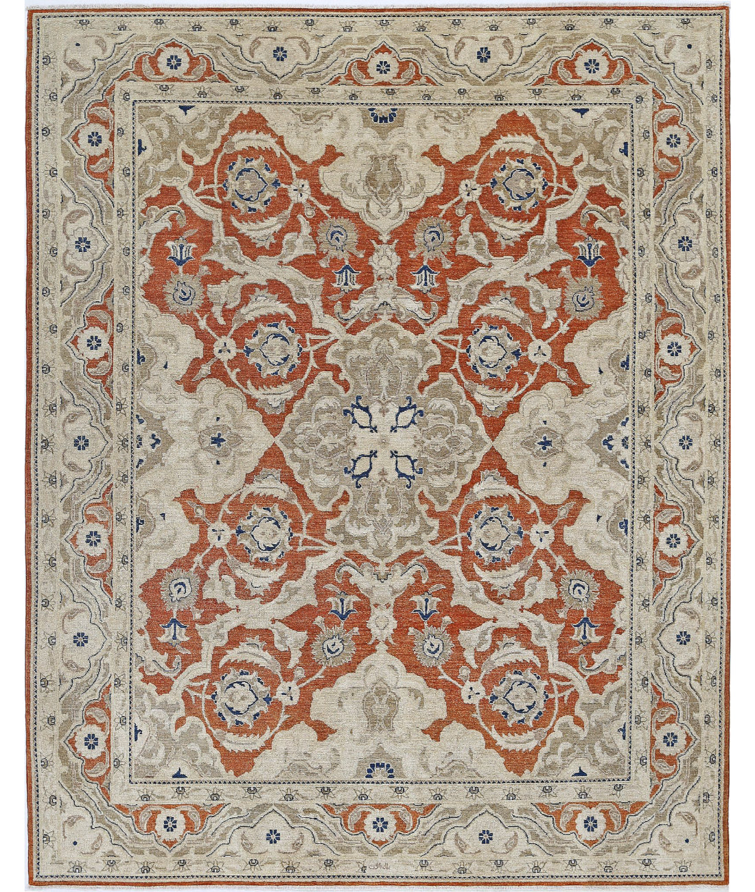 Ziegler 8'0'' X 10'0'' Hand-Knotted Wool Rug 8'0'' x 10'0'' (240 X 300) / Rust / Ivory