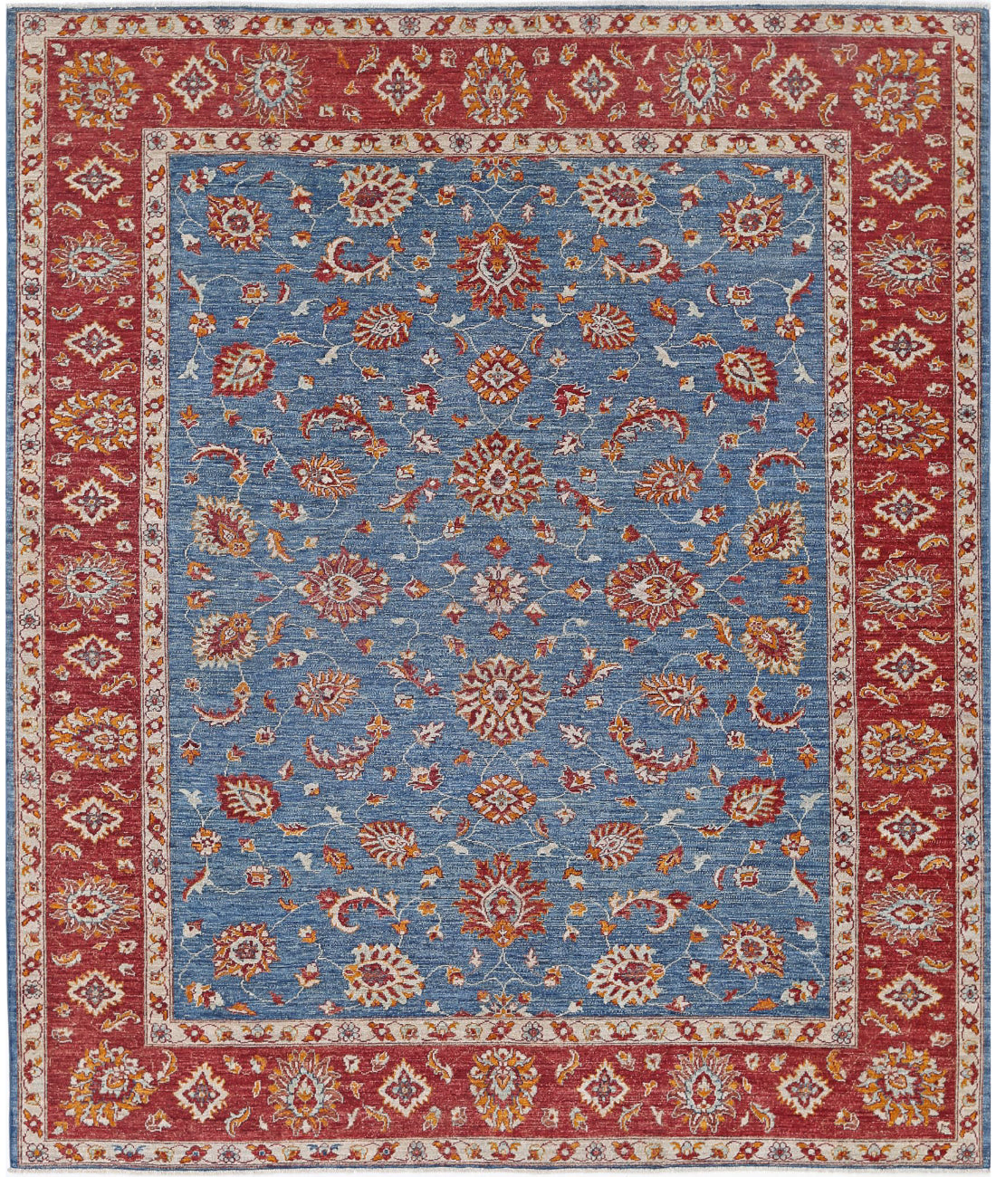 Ziegler 8'3'' X 9'10'' Hand-Knotted Wool Rug 8'3'' x 9'10'' (248 X 295) / Blue / Red