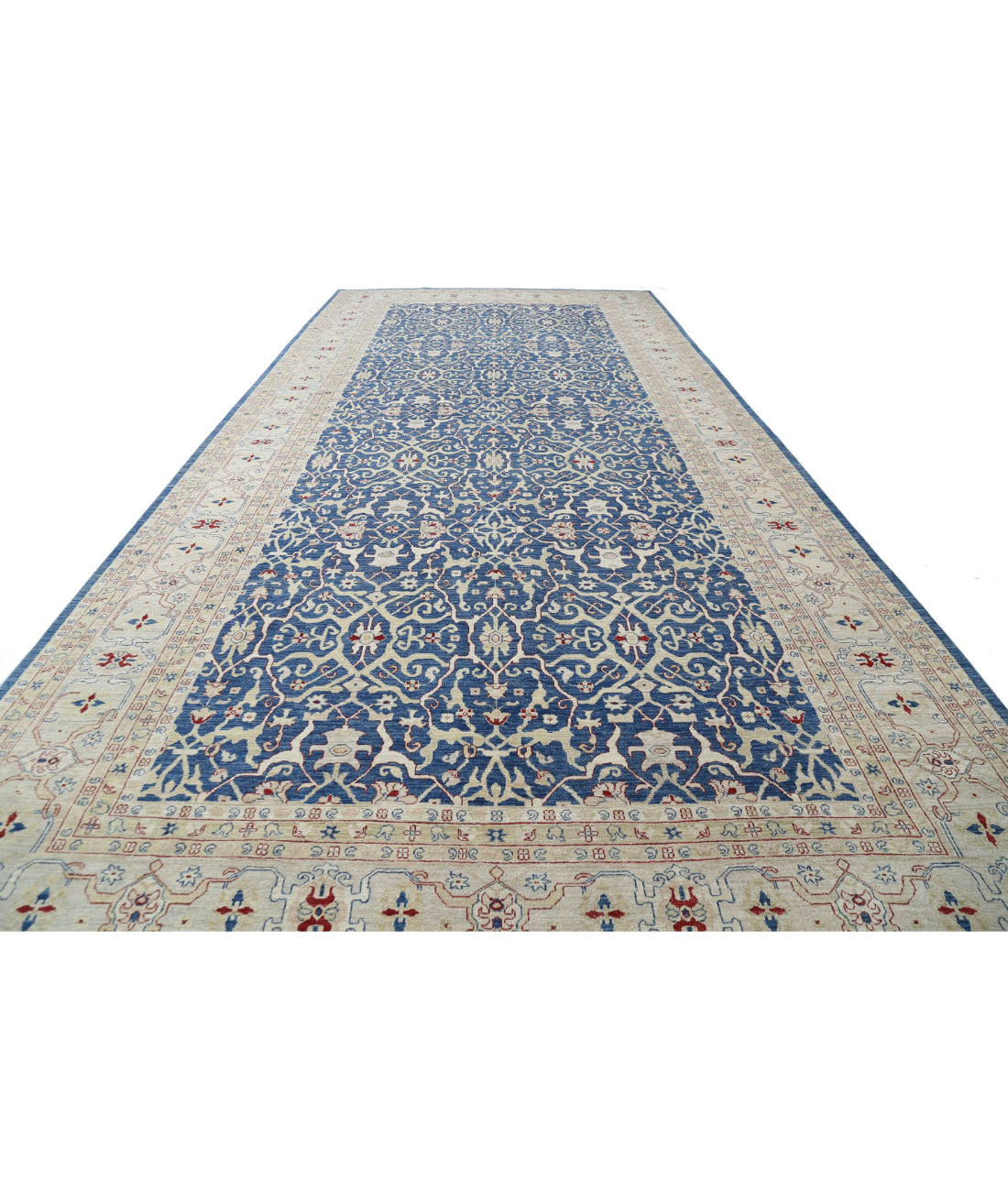 Ziegler 9'8'' X 21'2'' Hand-Knotted Wool Rug 9'8'' x 21'2'' (290 X 635) / Blue / Grey