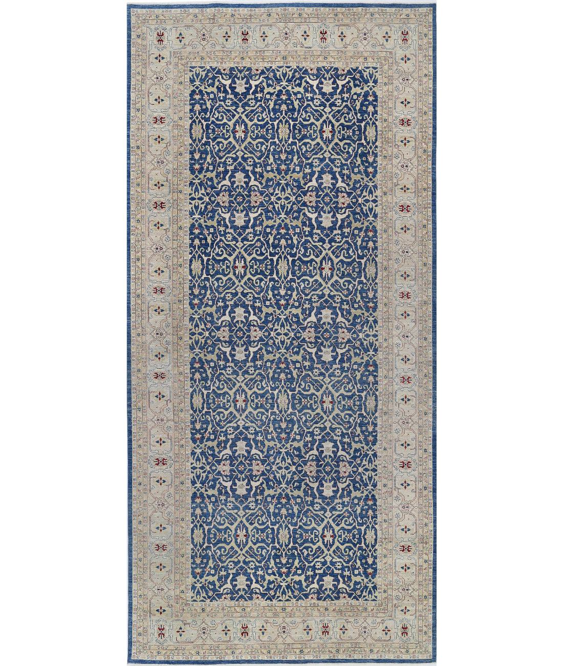 Ziegler 9'8'' X 21'2'' Hand-Knotted Wool Rug 9'8'' x 21'2'' (290 X 635) / Blue / Grey