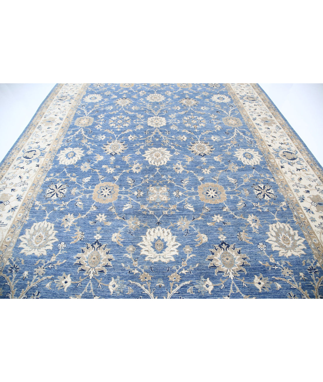 Ziegler 9'11'' X 20'8'' Hand-Knotted Wool Rug 9'11'' x 20'8'' (298 X 620) / Blue / Ivory