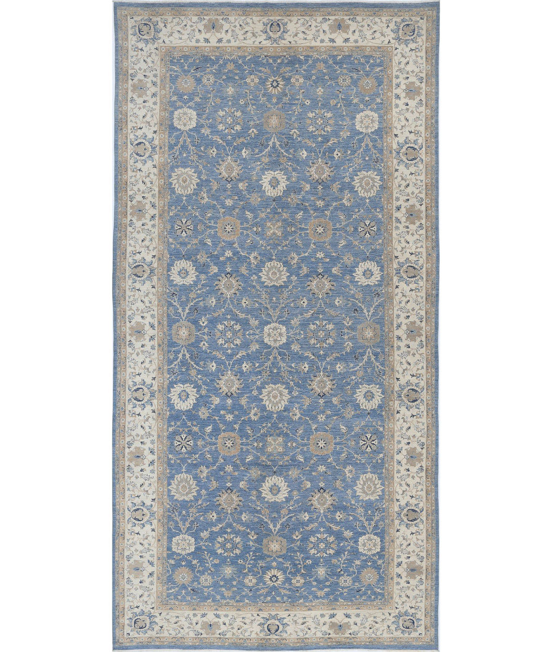 Ziegler 9'11'' X 20'8'' Hand-Knotted Wool Rug 9'11'' x 20'8'' (298 X 620) / Blue / Ivory