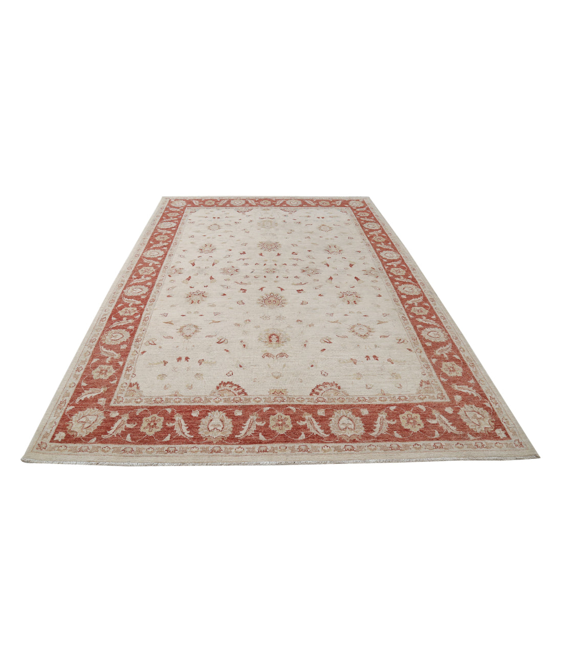 Ziegler 6'6'' X 9'7'' Hand-Knotted Wool Rug 6'6'' x 9'7'' (195 X 288) / Ivory / Red