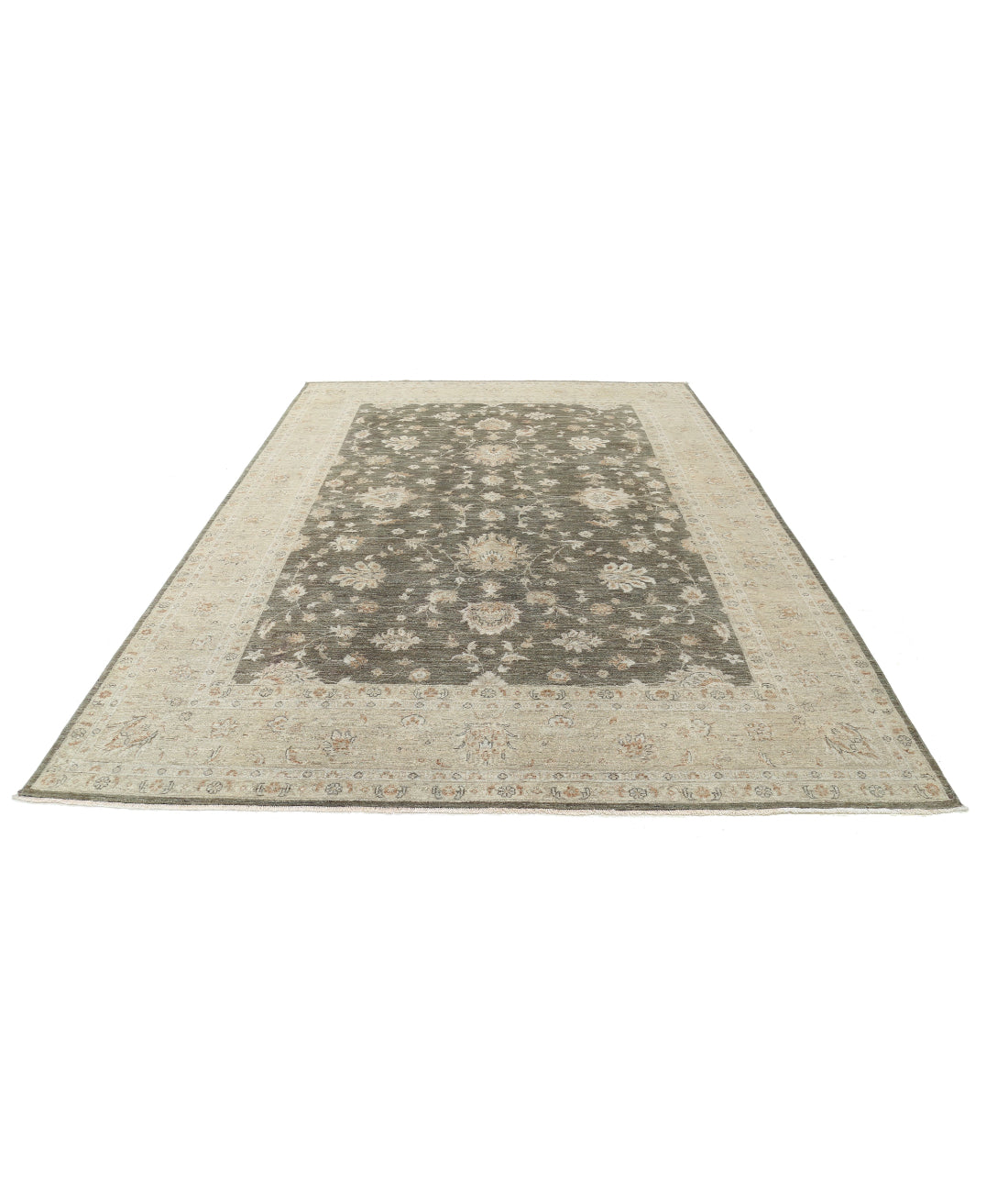 Ziegler 8'0'' X 11'4'' Hand-Knotted Wool Rug 8'0'' x 11'4'' (240 X 340) / Green / Taupe