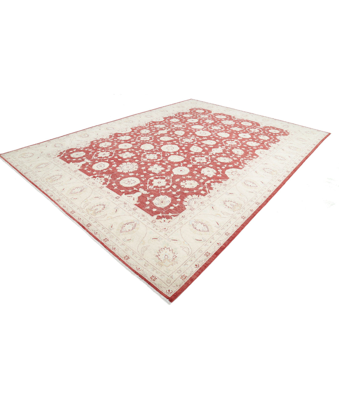 Ziegler 9'11'' X 13'8'' Hand-Knotted Wool Rug 9'11'' x 13'8'' (298 X 410) / Red / Ivory