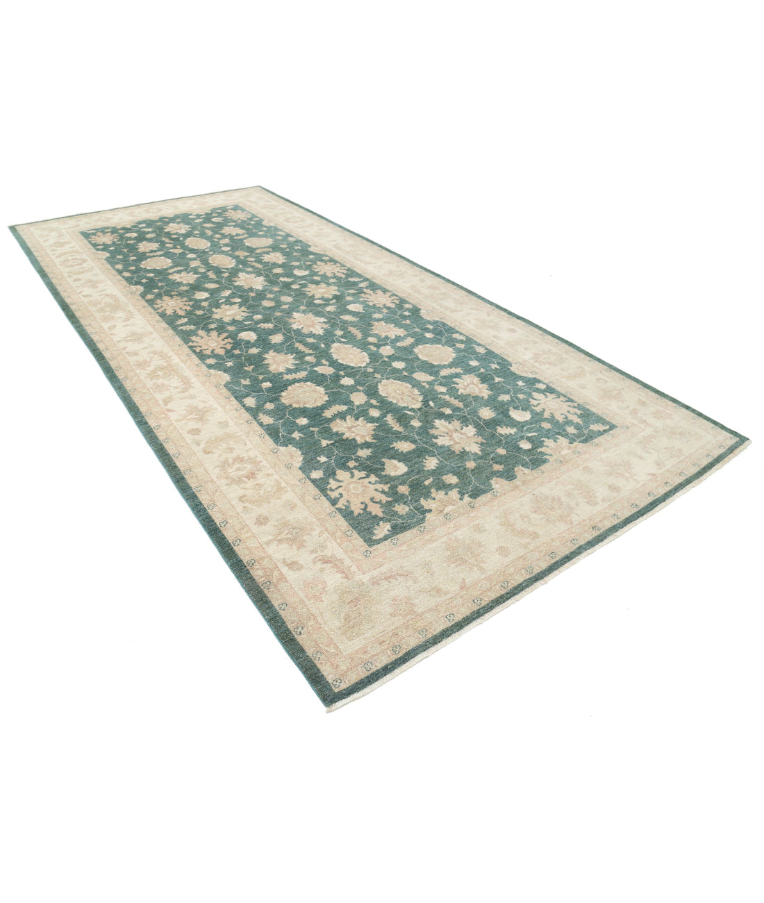 Serenity 6'5'' X 13'0'' Hand-Knotted Wool Rug 6'5'' x 13'0'' (193 X 390) / Green / Ivory