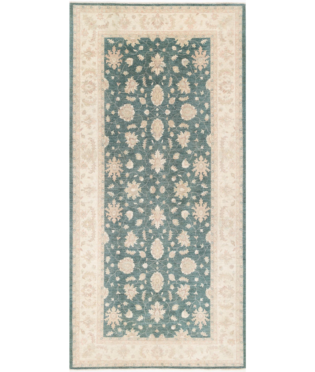 Serenity 6'5'' X 13'0'' Hand-Knotted Wool Rug 6'5'' x 13'0'' (193 X 390) / Green / Ivory