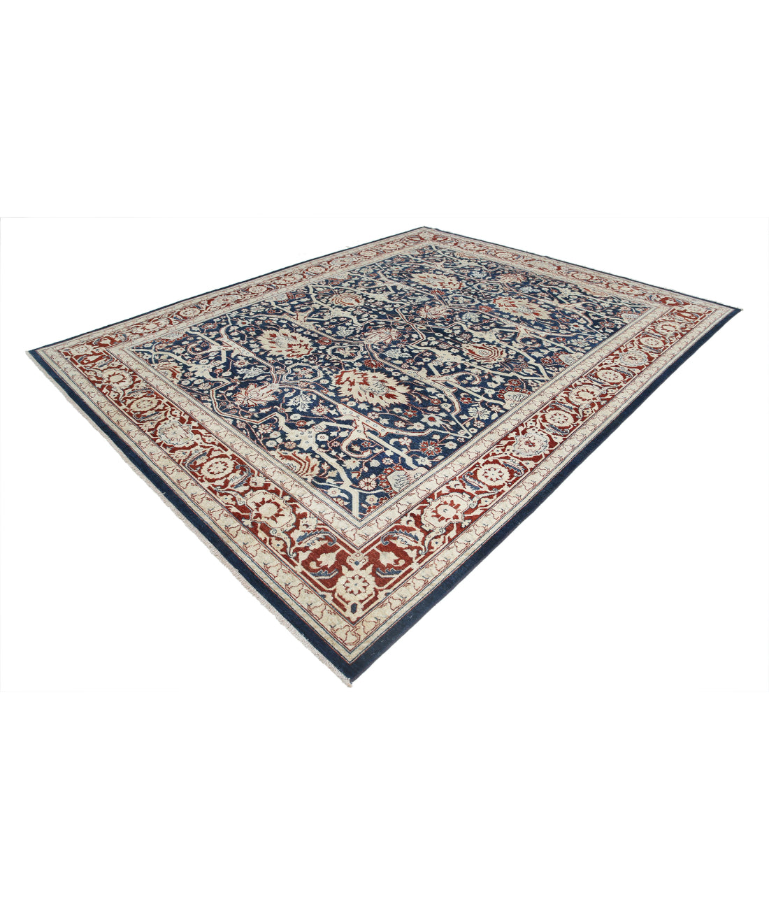 Ziegler 9'0'' X 11'6'' Hand-Knotted Wool Rug 9'0'' x 11'6'' (270 X 345) / Blue / Red