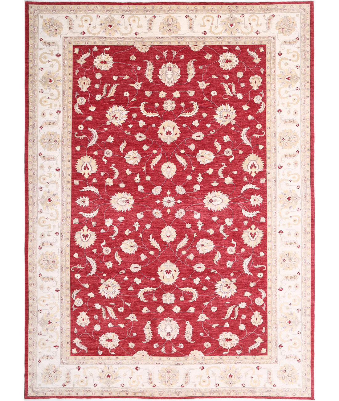 Ziegler 12'3'' X 17'1'' Hand-Knotted Wool Rug 12'3'' x 17'1'' (368 X 513) / Red / Ivory