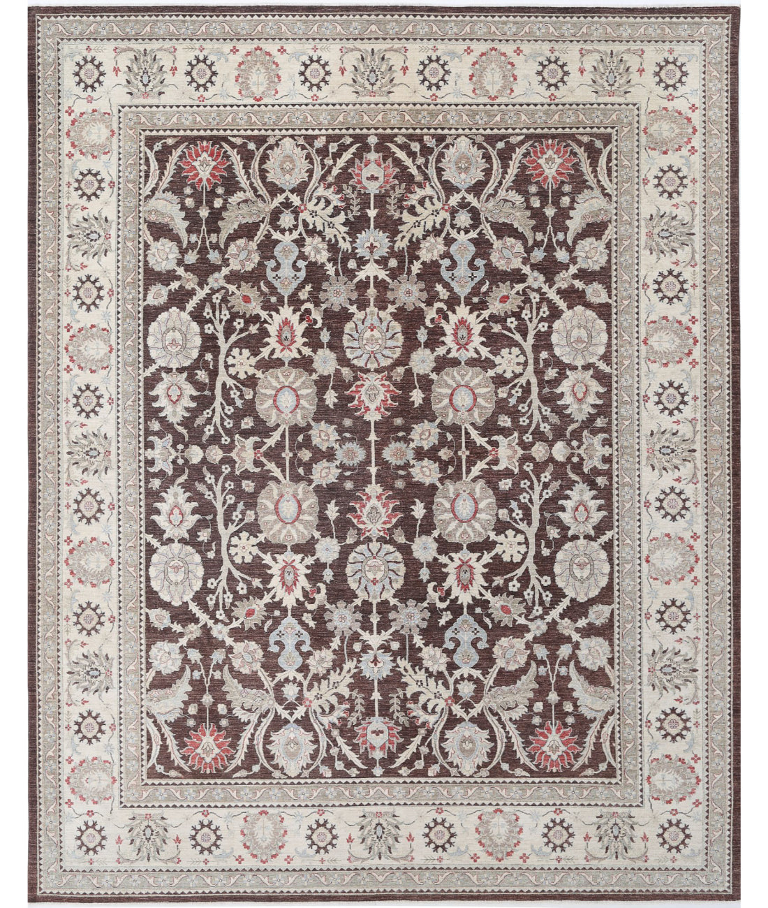 Ziegler 11'8'' X 14'11'' Hand-Knotted Wool Rug 11'8'' x 14'11'' (350 X 448) / Brown / Ivory