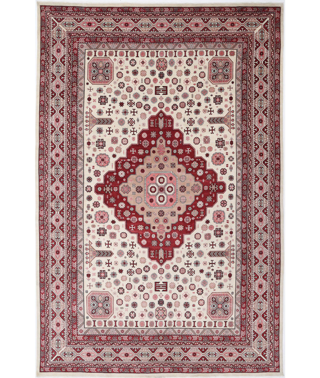 Ziegler 11'10'' X 17'10'' Hand-Knotted Wool Rug 11'10'' x 17'10'' (355 X 535) / Ivory / Red