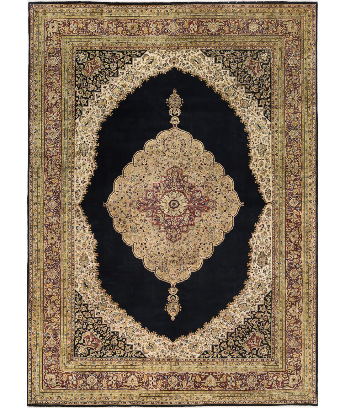 Ziegler 9'10'' X 13'7'' Hand-Knotted Wool Rug 9'10'' x 13'7'' (295 X 408) / Black / Burgundy