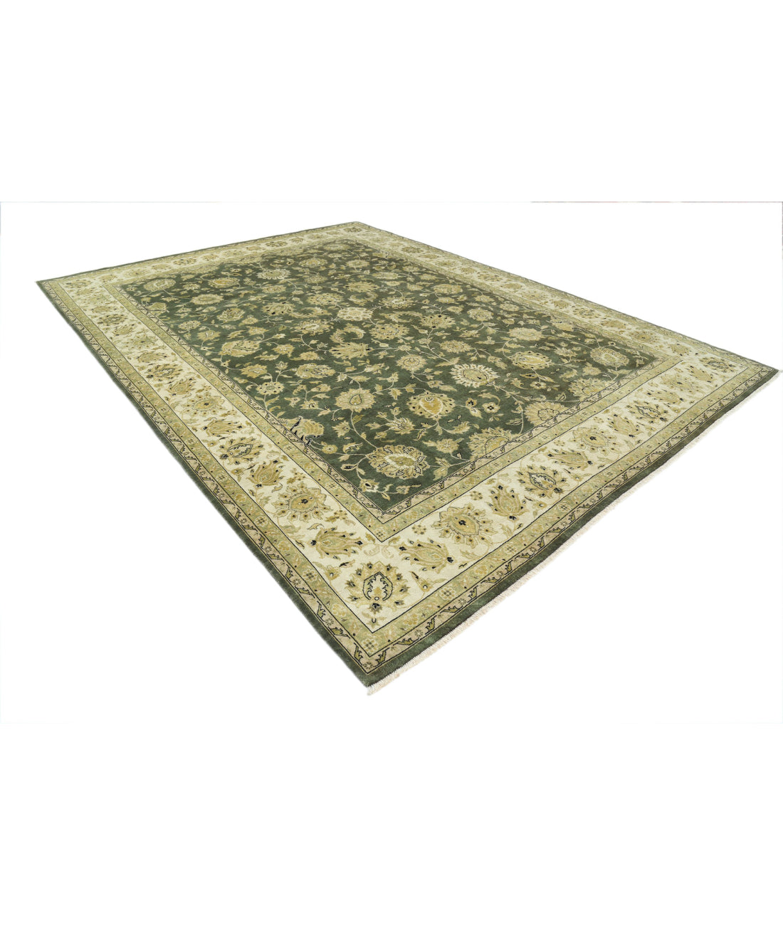 Ziegler 9'10'' X 13'5'' Hand-Knotted Wool Rug 9'10'' x 13'5'' (295 X 403) / Green / Ivory