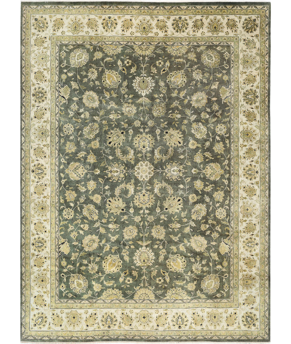 Ziegler 9'10'' X 13'5'' Hand-Knotted Wool Rug 9'10'' x 13'5'' (295 X 403) / Green / Ivory