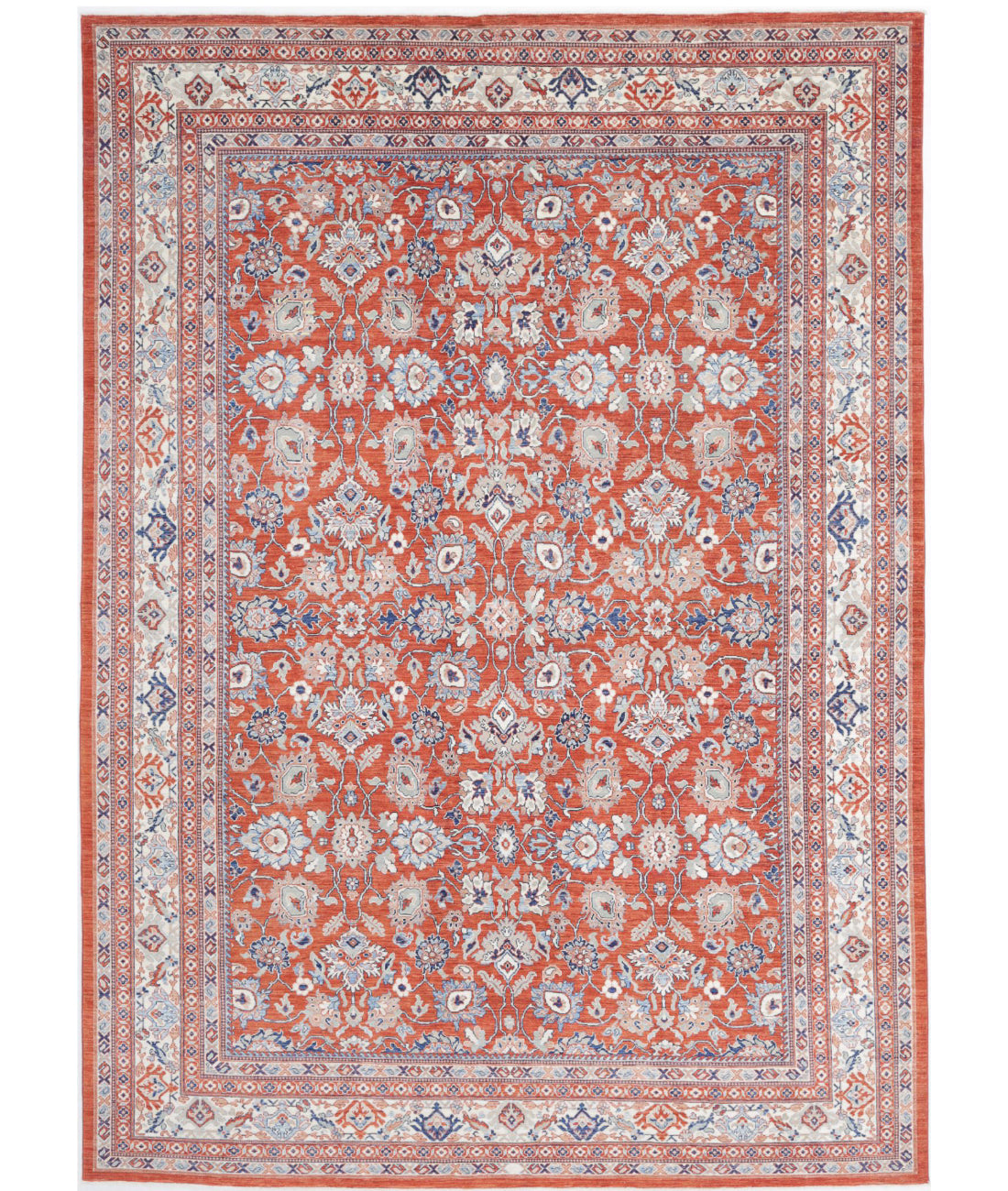 Ziegler 9'0'' X 12'7'' Hand-Knotted Wool Rug 9'0'' x 12'7'' (270 X 378) / Red / Ivory