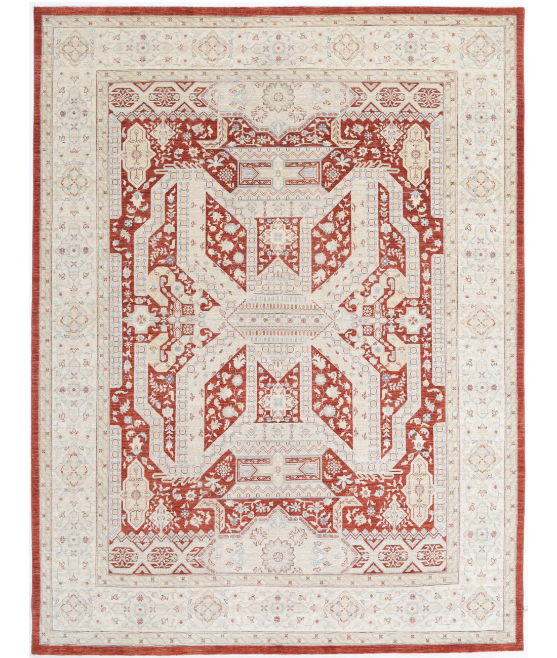 Ziegler 8'10'' X 11'7'' Hand-Knotted Wool Rug 8'10'' x 11'7'' (265 X 348) / Rust / Ivory