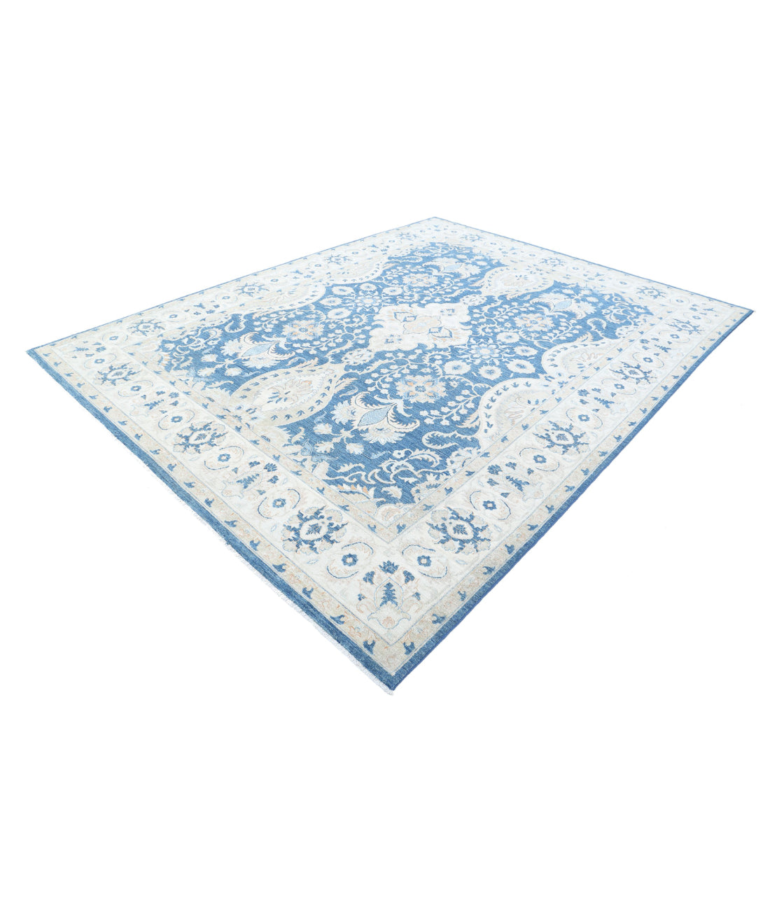 Ziegler 8'8'' X 11'3'' Hand-Knotted Wool Rug 8'8'' x 11'3'' (260 X 338) / Blue / Ivory