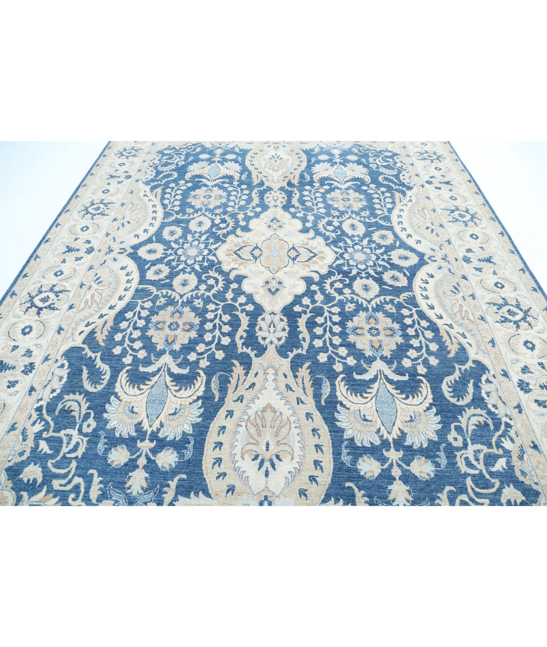 Ziegler 8'8'' X 11'3'' Hand-Knotted Wool Rug 8'8'' x 11'3'' (260 X 338) / Blue / Ivory