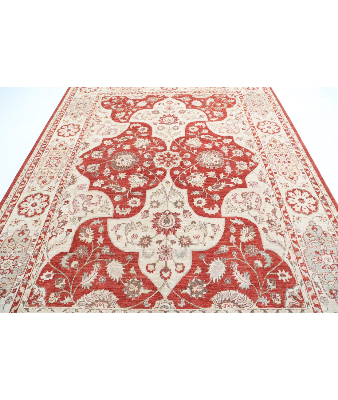 Ziegler 8'1'' X 10'1'' Hand-Knotted Wool Rug 8'1'' x 10'1'' (243 X 303) / Red / Ivory